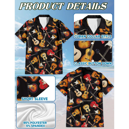Guitar Hawaiian Shirt for Men, Button Down Aloha Shirt - Azhawaiian