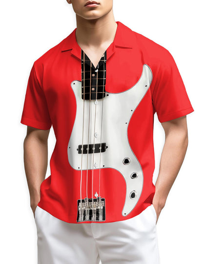 Azhawaiian Red Bass Guitar Hawaiian Shirt for Men