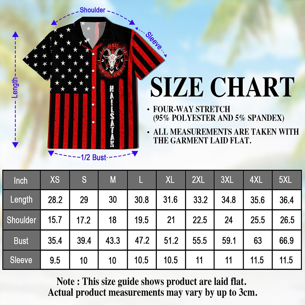 Vintage Occult-Themed American Flag Hawaiian Shirt for Men, Aloha Button Down Shirt - Azhawaiian