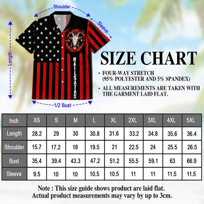 Vintage Occult-Themed American Flag Hawaiian Shirt for Men, Aloha Button Down Shirt - Azhawaiian