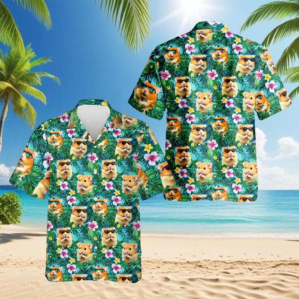Hamster Tropical Hawaiian Shirt for Men, Button Down Aloha Shirt - Azhawaiian