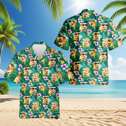 Hamster Tropical Hawaiian Shirt for Men, Button Down Aloha Shirt - Azhawaiian
