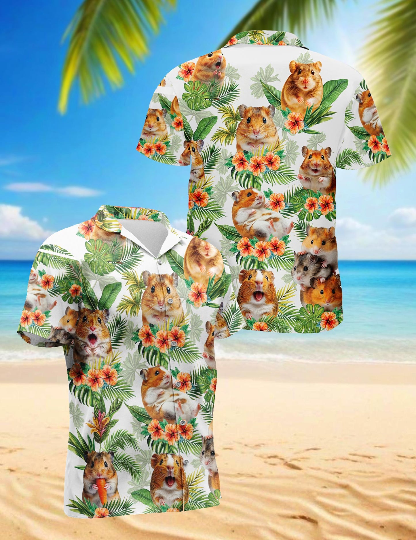 Hamsters Tropical Hawaiian Shirt for Men, Button Down Aloha Shirt - Azhawaiian