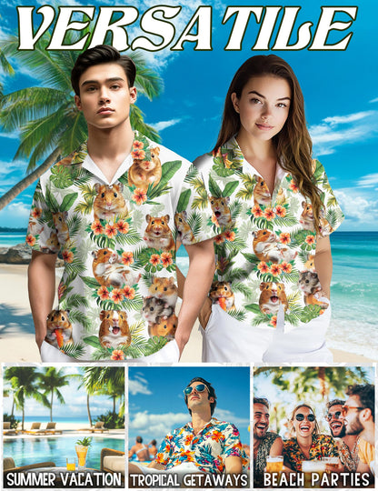 Hamsters Tropical Hawaiian Shirt for Men, Button Down Aloha Shirt - Azhawaiian