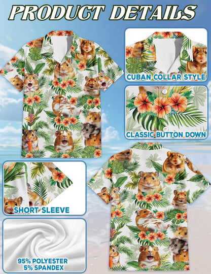 Hamsters Tropical Hawaiian Shirt for Men, Button Down Aloha Shirt - Azhawaiian