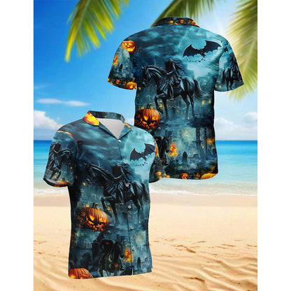 Headless Horseman Halloween Hawaiian Shirt for Men, Button Down Aloha Shirt - Azhawaiian