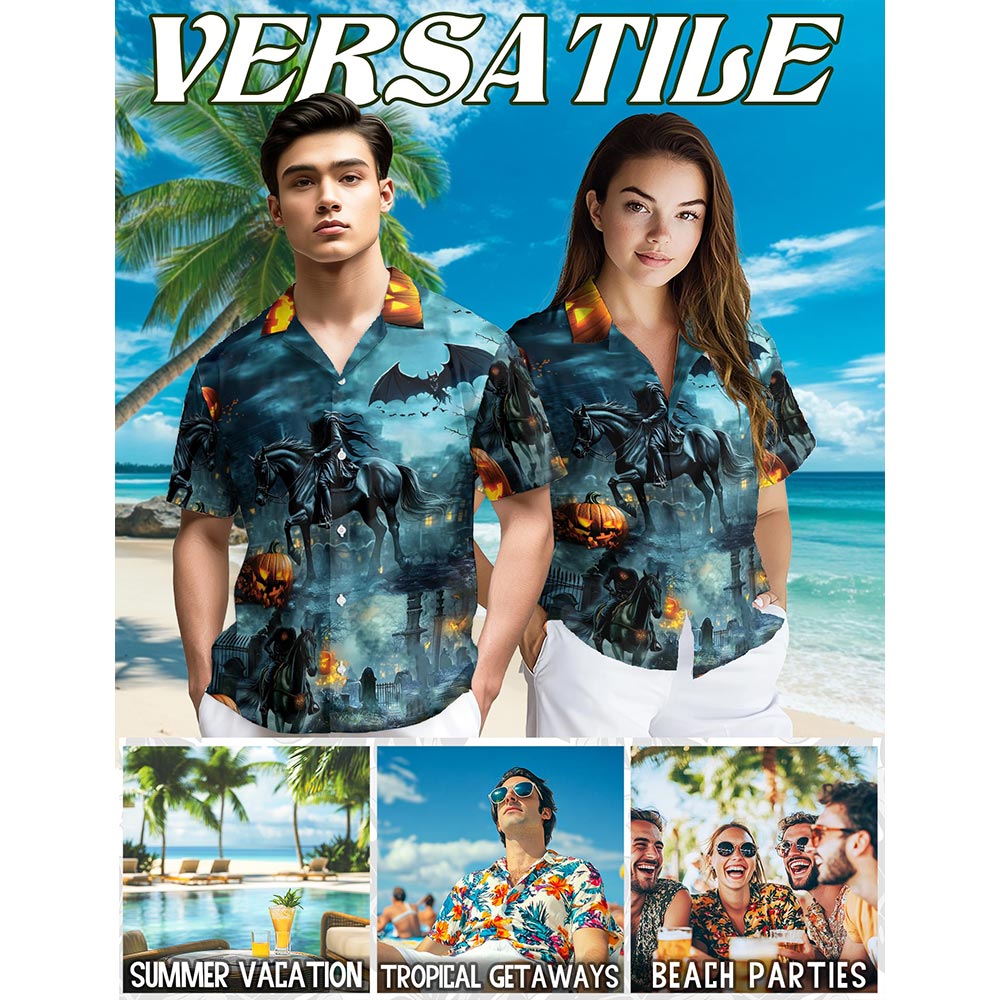 Headless Horseman Halloween Hawaiian Shirt for Men, Button Down Aloha Shirt - Azhawaiian