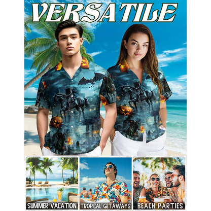 Headless Horseman Halloween Hawaiian Shirt for Men, Button Down Aloha Shirt - Azhawaiian