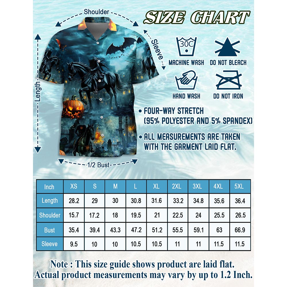 Headless Horseman Halloween Hawaiian Shirt for Men, Button Down Aloha Shirt - Azhawaiian