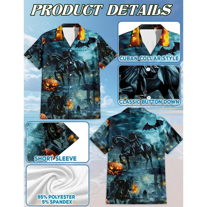 Headless Horseman Halloween Hawaiian Shirt for Men, Button Down Aloha Shirt - Azhawaiian