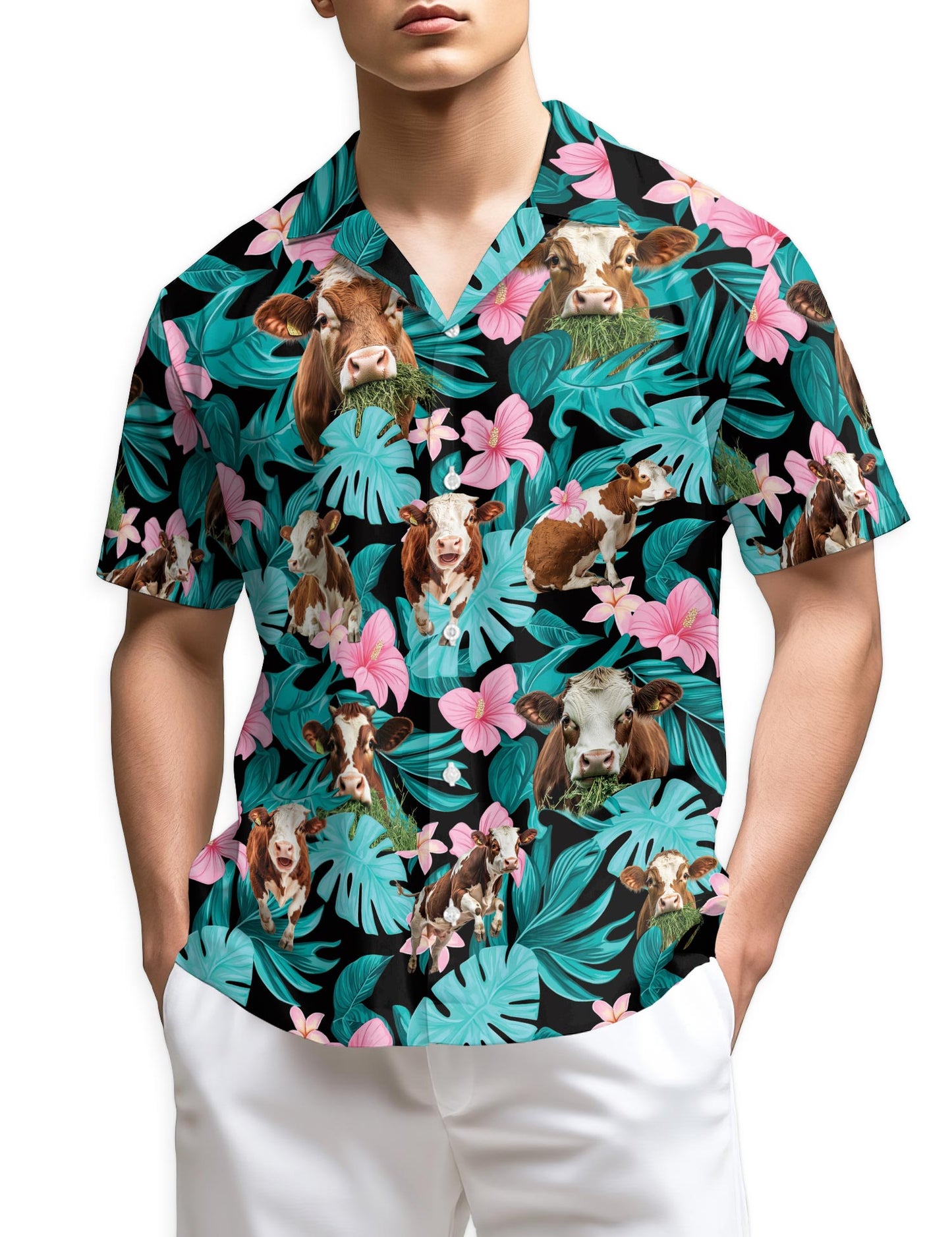 Azhawaiian Hereford Cattle Lovers Hawaiian Shirt for Men