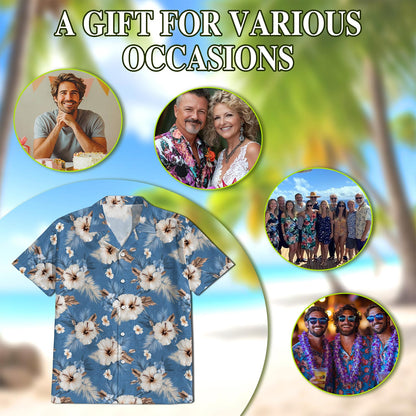 Hibiscus Flowers Hawaiian Shirt for Men, Button Down Aloha Shirt - Azhawaiian