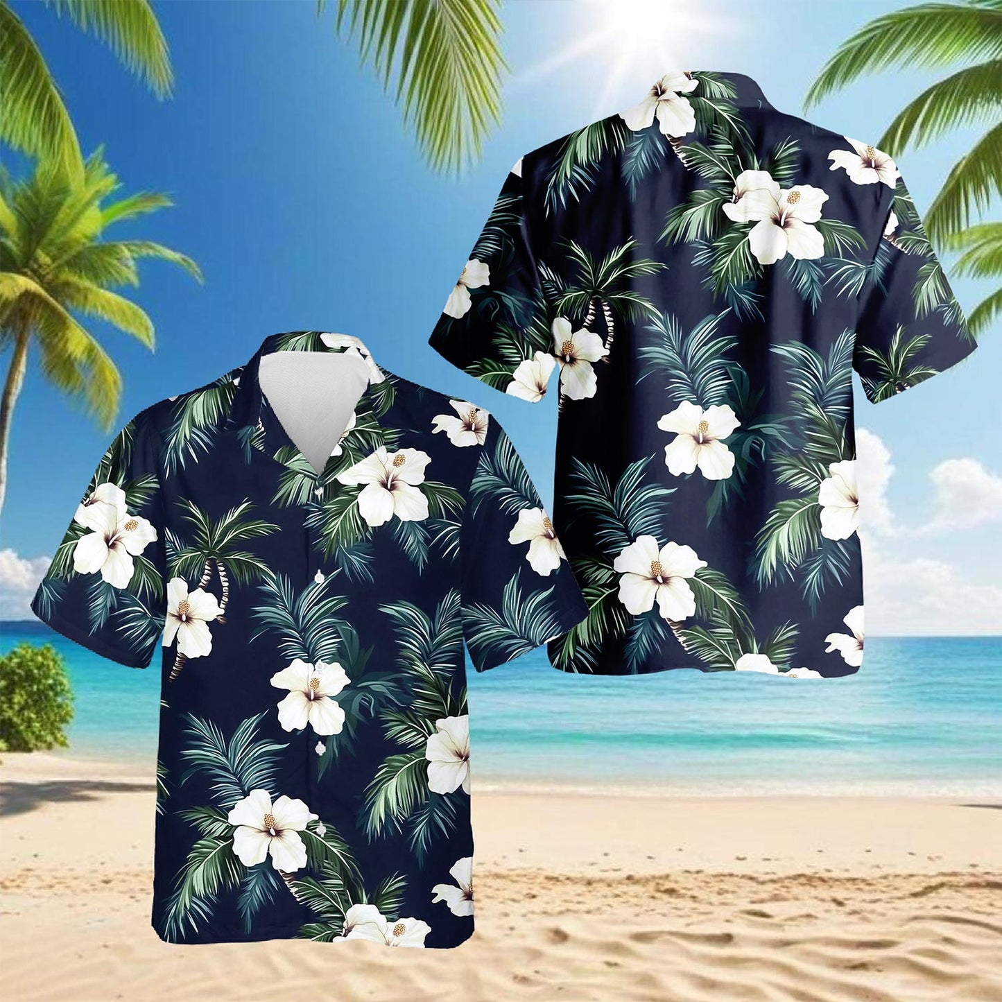 Hibiscus Island Hawaiian Shirt for Men, Button Down Aloha Shirt - Azhawaiian