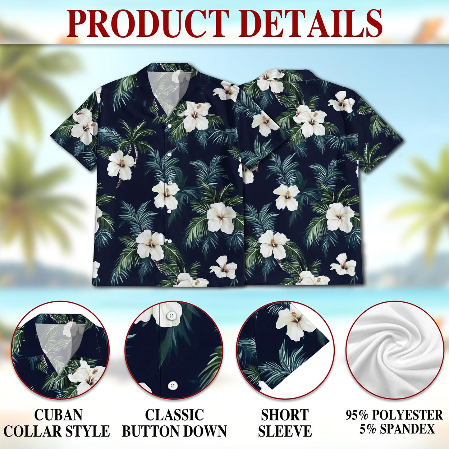 Hibiscus Island Hawaiian Shirt for Men, Button Down Aloha Shirt - Azhawaiian