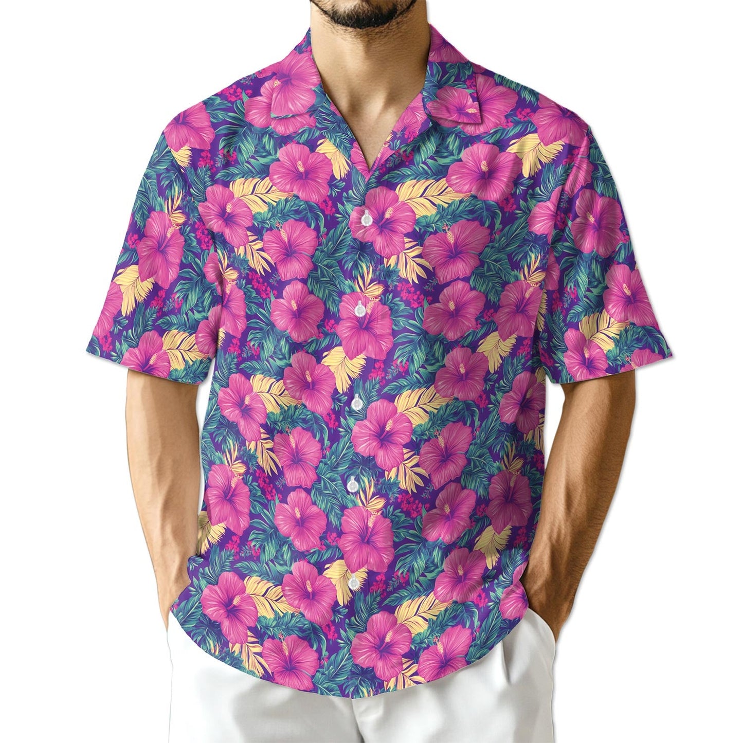 Azhawaiian Hibiscus Purple Hawaiian Shirt for Men