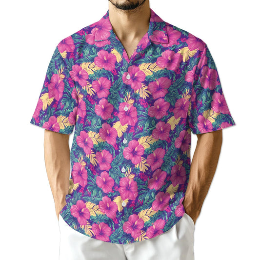 Azhawaiian Hibiscus Purple Hawaiian Shirt for Men