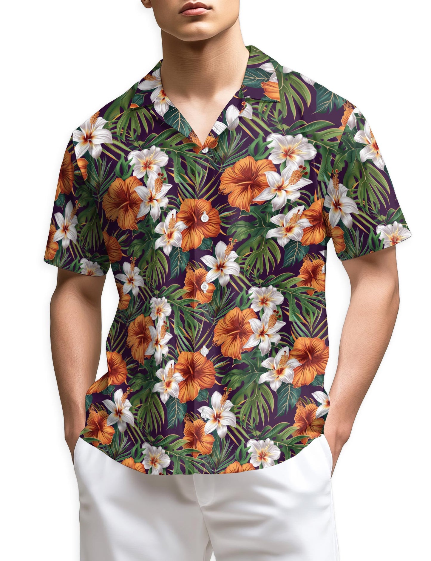 Azhawaiian Hibiscus Purple Hawaiian Shirt for Men