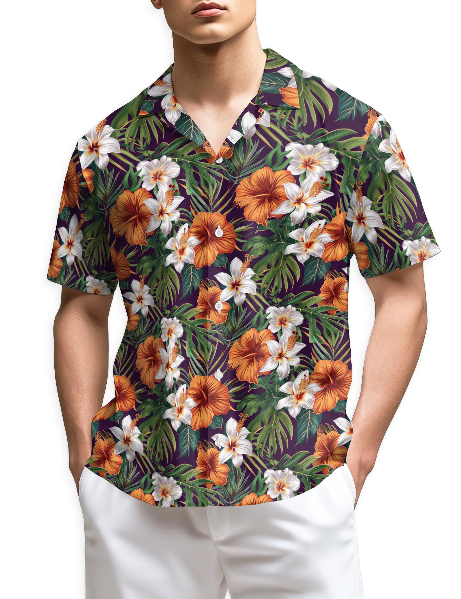 Azhawaiian Hibiscus Purple Hawaiian Shirt for Men