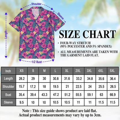 Hibiscus Purple Hawaiian Shirt for Men, Button Down Aloha Shirt - Azhawaiian