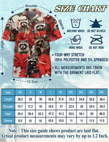Hibiscus Raccoon Hawaiian Shirt for Men, Button Down Aloha Shirt - Azhawaiian