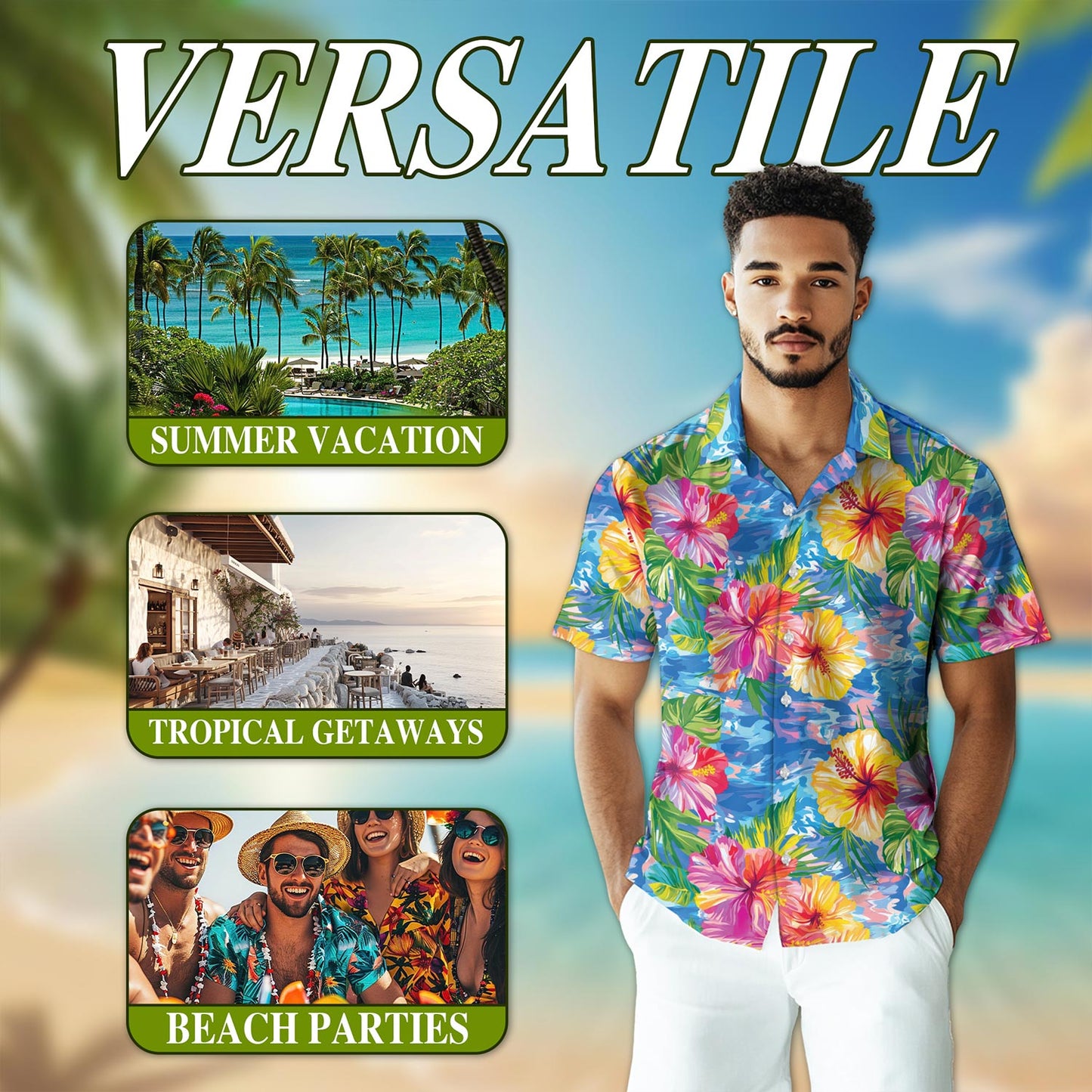 Hibiscus Seas Blue Hawaiian Shirt for Men, Button Down Aloha Shirt - Azhawaiian