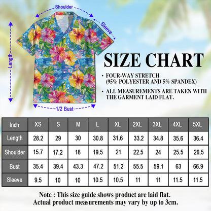 Hibiscus Seas Blue Hawaiian Shirt for Men, Button Down Aloha Shirt - Azhawaiian