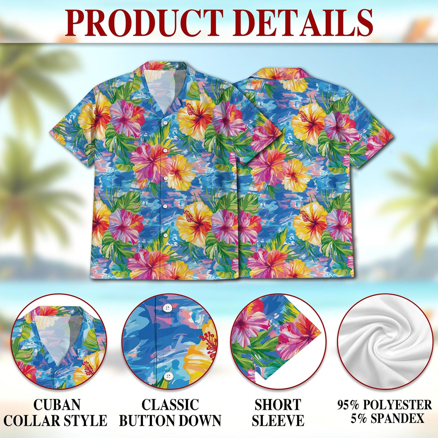 Hibiscus Seas Blue Hawaiian Shirt for Men, Button Down Aloha Shirt - Azhawaiian