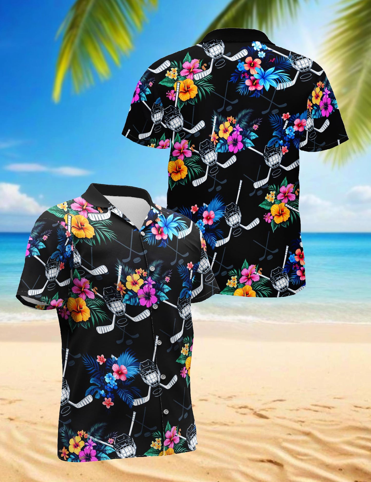 Hockey Hawaiian Shirt for Men, Button Down Aloha Shirt - Azhawaiian