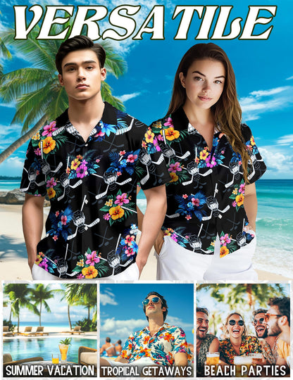 Hockey Hawaiian Shirt for Men, Button Down Aloha Shirt - Azhawaiian