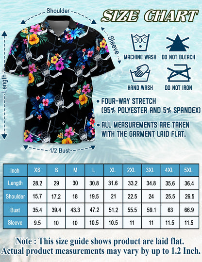 Hockey Hawaiian Shirt for Men, Button Down Aloha Shirt - Azhawaiian