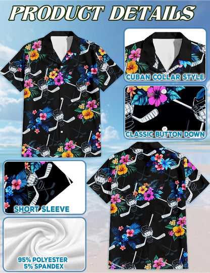Hockey Hawaiian Shirt for Men, Button Down Aloha Shirt - Azhawaiian