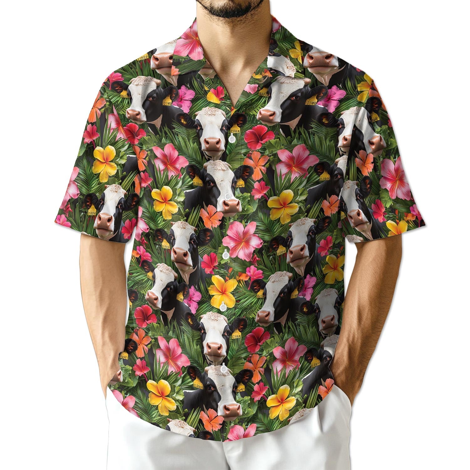 Azhawaiian Holstein Cow Hawaiian Shirt for Men