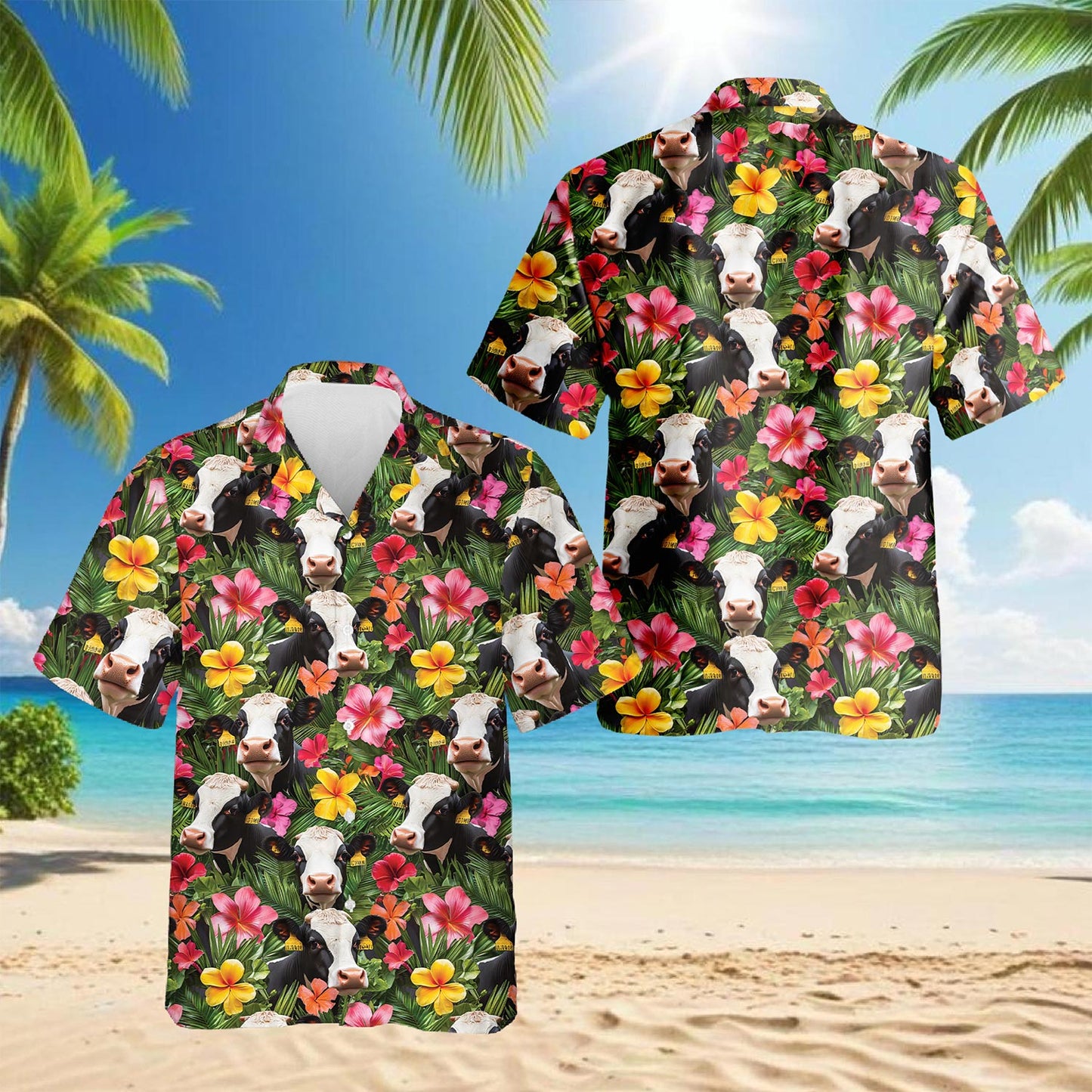 Holstein Cow Hawaiian Shirt for Men, Button Down Aloha Shirt - Azhawaiian