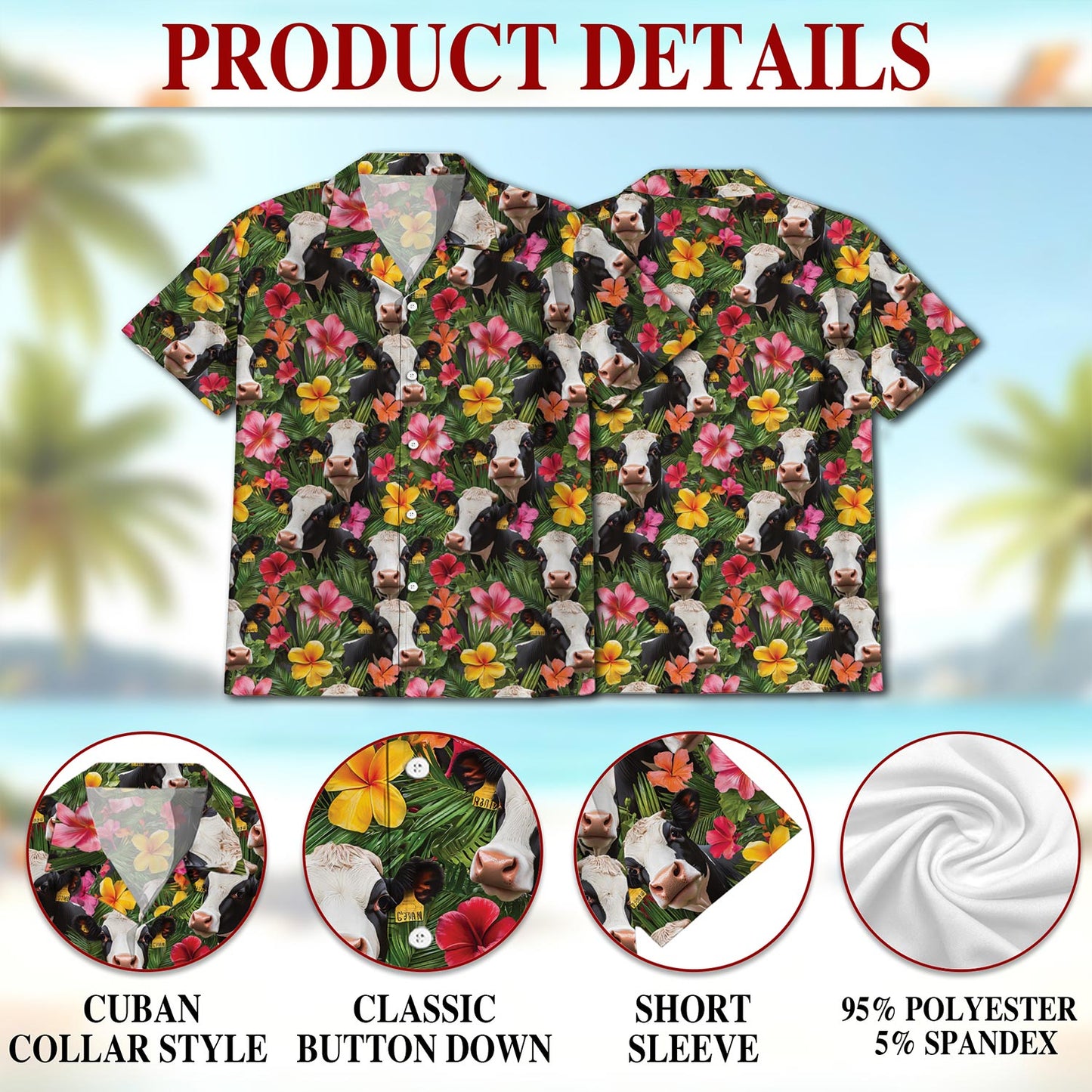 Holstein Cow Hawaiian Shirt for Men, Button Down Aloha Shirt - Azhawaiian