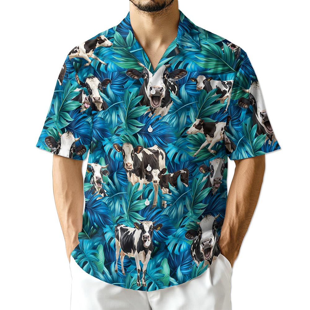 Azhawaiian Holstein Friesian Cattle Hawaiian Shirt for Men