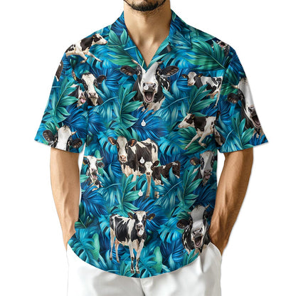 Azhawaiian Holstein Friesian Cattle Hawaiian Shirt for Men