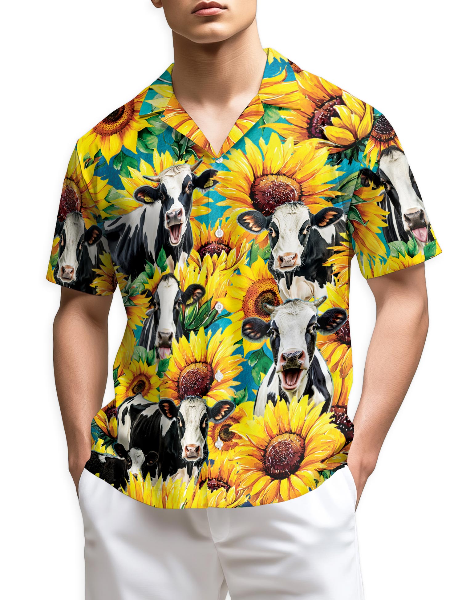 Azhawaiian Holstein Friesian Cattle Hawaiian Shirt for Men