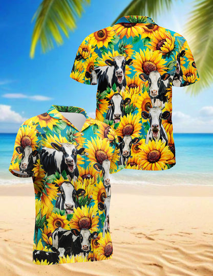Holstein Friesian Cattle Hawaiian Shirt for Men, Button Down Aloha Shirt - Azhawaiian