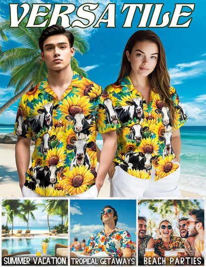 Holstein Friesian Cattle Hawaiian Shirt for Men, Button Down Aloha Shirt - Azhawaiian