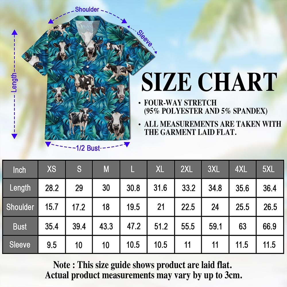 Holstein Friesian Cattle Hawaiian Shirt for Men, Button Down Aloha Shirt - Azhawaiian