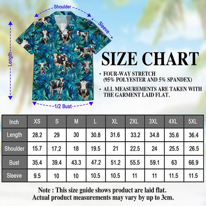 Holstein Friesian Cattle Hawaiian Shirt for Men, Button Down Aloha Shirt - Azhawaiian
