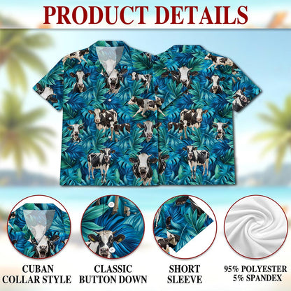 Holstein Friesian Cattle Hawaiian Shirt for Men, Button Down Aloha Shirt - Azhawaiian
