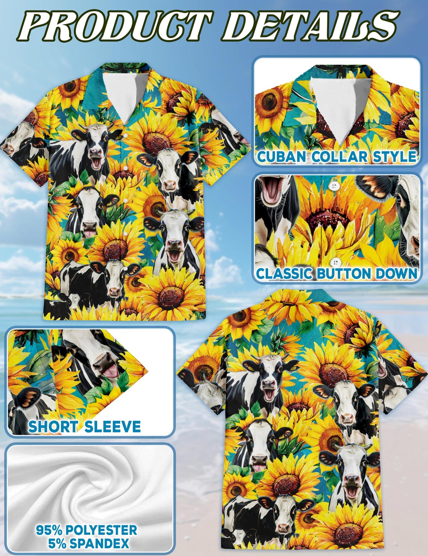 Holstein Friesian Cattle Hawaiian Shirt for Men, Button Down Aloha Shirt - Azhawaiian