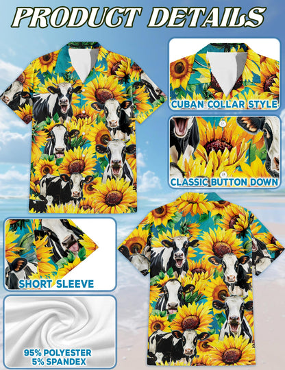Holstein Friesian Cattle Hawaiian Shirt for Men, Button Down Aloha Shirt - Azhawaiian