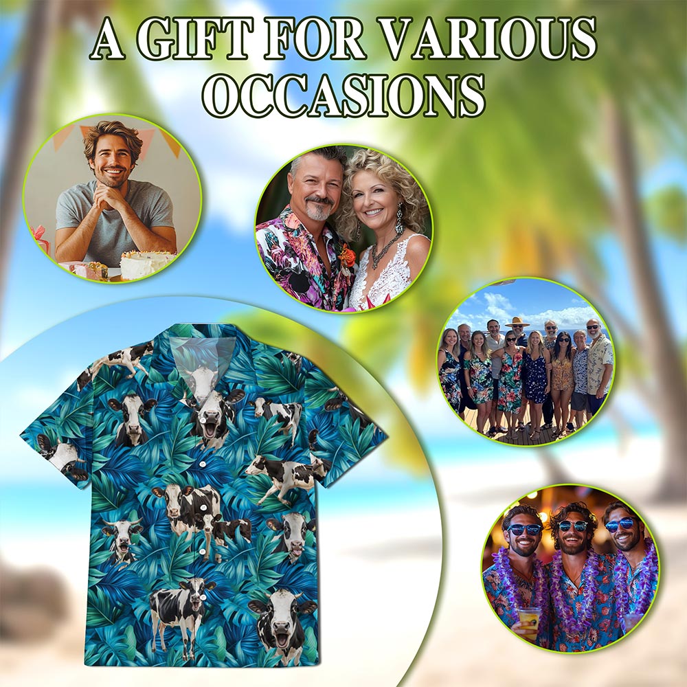 Holstein Friesian Cattle Hawaiian Shirt for Men, Button Down Aloha Shirt - Azhawaiian