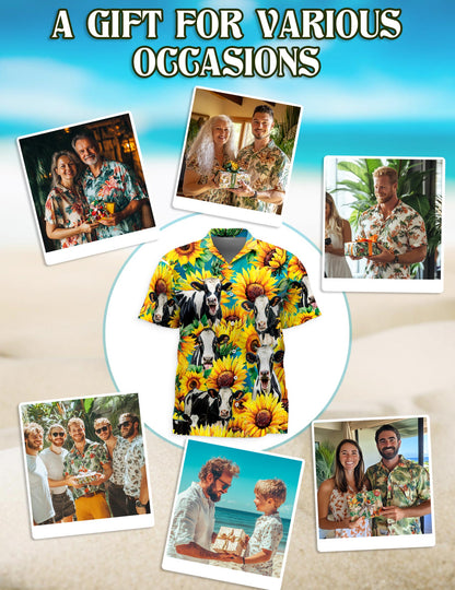 Holstein Friesian Cattle Hawaiian Shirt for Men, Button Down Aloha Shirt - Azhawaiian