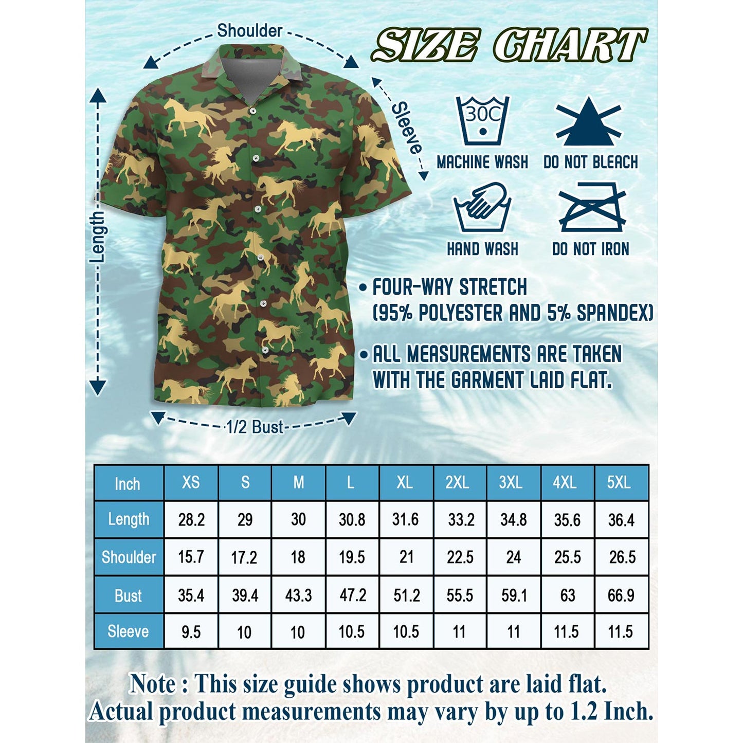 Horse Camo Hawaiian Shirt for Men, Button Down Aloha Shirt - Azhawaiian