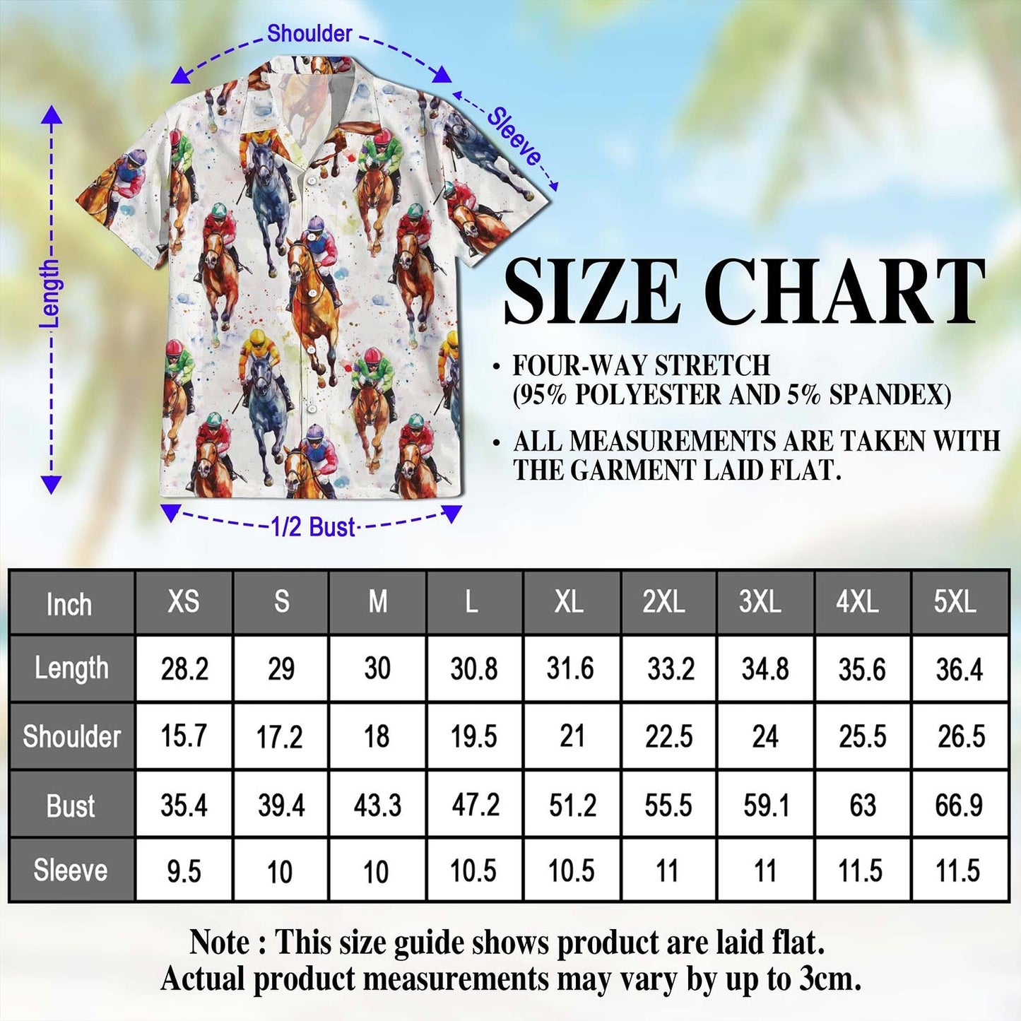 Horse Racing Pattern Hawaiian Shirt for Men, Button Down Aloha Shirt - Azhawaiian