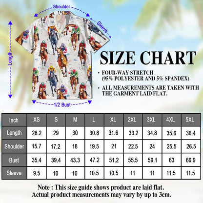 Horse Racing Pattern Hawaiian Shirt for Men, Button Down Aloha Shirt - Azhawaiian
