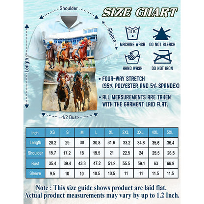 Horses Racing Hawaiian Shirt for Men, Button Down Aloha Shirt - Azhawaiian
